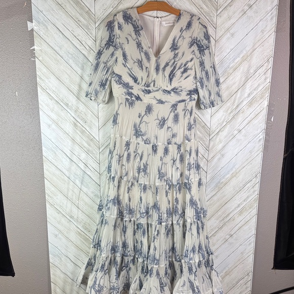 Zimmermann grey/navy and cream pleated Kiera dress - Picture 16 of 16